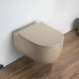 Унитаз подвесной AVS Диапазон 813-0009-L-T-MC безободковый, со смывом Торнадо, капучино матовый