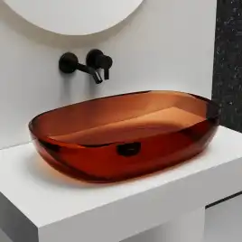 Раковина накладная ABBER KRISTALL 60х40х15,5 AT2805Opal, овальная, коричневая