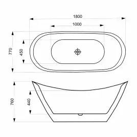 Акриловая ванна Azario MELADO 180х80 AZ-6107-18W, Отдельностоящая