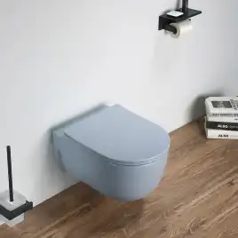 Унитаз подвесной AVS Диапазон 813-0009-L-T-MHL безободковый, со смывом Торнадо, серо-голубой матовый