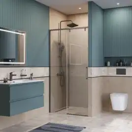 Душевая дверь BelBagno SOFT_CLOSE-1-BF-1-100-C-GM стекло прозрачное, профиль Оружейная сталь