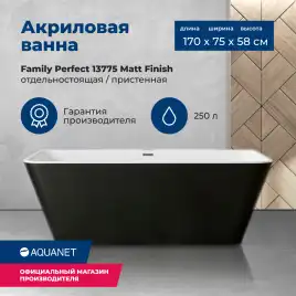 Акриловая ванна Aquanet Family Perfect 170x75 13775 Matt Finish (панель Black matte) 293081