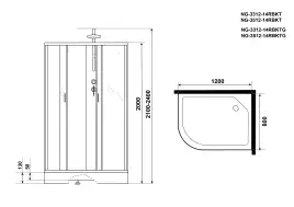Душевая кабина Niagara Classic 120х80х210 NG-3312-14RBKT низкий поддон, без гидромассажа, 33121423RBKT