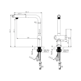 Смеситель для кухни AVS PureRiver оружейная сталь, Г-образный выдвижной излив, 837-160-GM