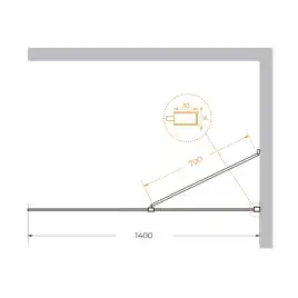 Душевая перегородка универсальная LIBERTA-L-1-TB-140-C-Cr стекло Прозрачное, профиль Хром