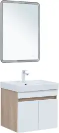 Тумба под раковину Aquanet Оптима 60 дуб светлый/белый сатин, 344799