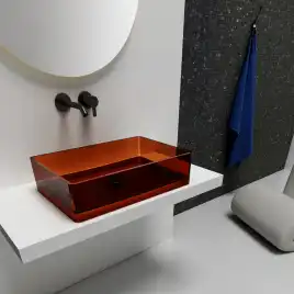 Раковина накладная ABBER KRISTALL 60х40х15 AT2803Opal, прямоугольная, коричневая