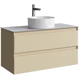 Тумба с раковиной подвесная Aqwella Geometria 100 GE01102MD+STG1014X456GS, со столешницей серый камень, цвет морская дюна