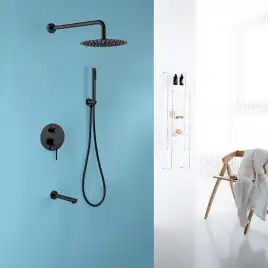 Душевая система ABBER Emotion AF8817B скрытого монтажа с изливом, черная матовая