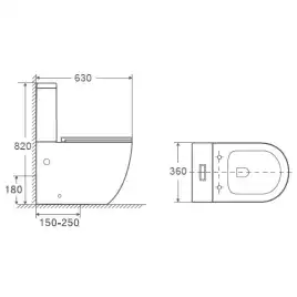 Унитаз-компакт Azario Blanco AZ-T003B-R напольный, безободковый, в комплекте с бачком и сиденьем микролифт, Белый глянцевый