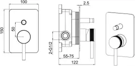 Смеситель для душа Allen Brau Priority 5.31011-GB (с внутренней частью, 2 выхода) золото