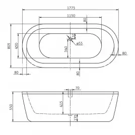 Акриловая ванна BELBAGNO 178х80 BB12-1775, отдельностоящая, Белая глянцевая