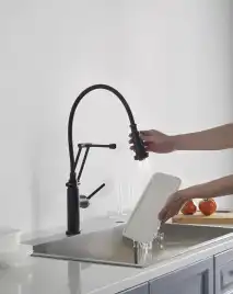 Смеситель для кухни Aquatek Европа AQ1388MB с выдвижной лейкой, Черный матовый