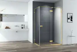 Душевой уголок CEZARES BELLAGIO-AH-1-140/80-C-BORO стекло Прозрачное, профиль Брашированное золото