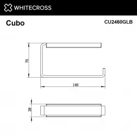Держатель туалетной бумаги Whitecross CUBO gold brushed, CU2460GLB, Золото брашированное