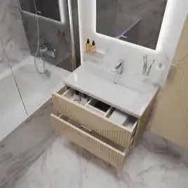 Тумба под раковину Grossman Луксор 60 подвесная, бежевый матовый (106053)