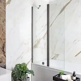 Шторка на ванну AVS Асти Дуо 100 см левая профиль оружейная сталь, прозрачное стекло, 803-0016-150-5545L-WS-T