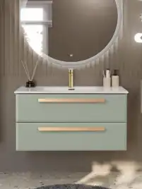 Тумба под раковину Cezares ECO-CER-N 120 см, ECO-CER-N-1200-2C-SO-VDO-P (без ручек), Светло-Зеленый Матовый