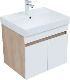 Тумба под раковину Aquanet Оптима 60 дуб светлый/белый сатин, 344799