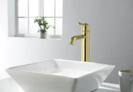 Смеситель для накладной раковины Aquatek Классик AQ1504PG, однорычажный, высокий, Полированное золото