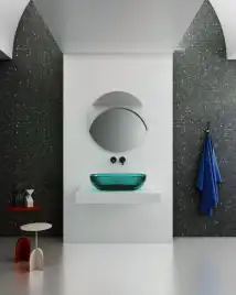 Раковина накладная ABBER KRISTALL 60х40х15,5 AT2805Aquamarin, овальная, бирюзовая