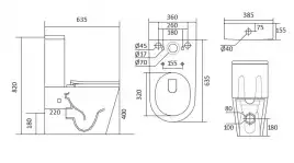 Унитаз-компакт напольный Aquatek ЛИБРА NEW безободковый с бачком AQ1263N-00 635*385*820, горизонтальный выпуск,тонкое сиденье микролифт