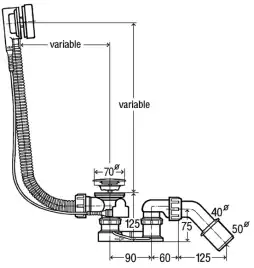 Слив-перелив Viega Simplex 285357 для ванны, полуавтоматический, хром