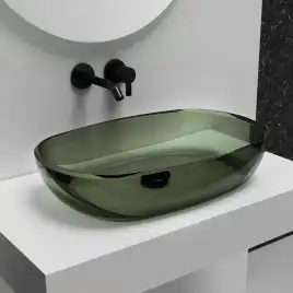 Раковина накладная ABBER KRISTALL 60х40х15,5 AT2805Vesuvian, овальная, оливковая