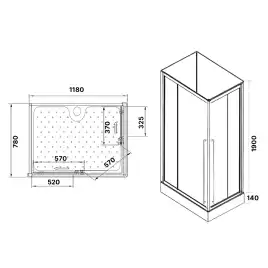Душевая кабина Loranto 120х80, низкий поддон, Прозрачное стекло, CS-3008TM/W-120L
