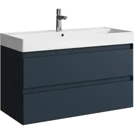 Тумба с раковиной подвесная Aqwella Geometria 100 GE01102GRM, с двумя ящиками, цвет серый