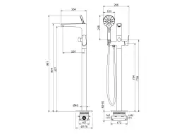 Напольный смеситель для ванны Aquatek Бетта AQ1145BGM, Оружейная сталь