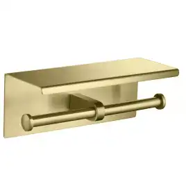 Держатель туалетной бумаги Aquatek Оберон AQ4909BG двойной с полкой, Золото матовое