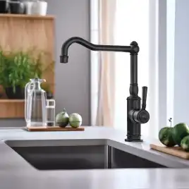 Смеситель для кухни Aquatek Классик AQ1580MB поворотный излив, Черный матовый