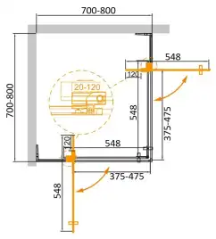 Душевой уголок CEZARES SLIDER-A-2-70/80-C-Cr прозрачное стекло, профиль Хром