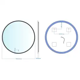 Зеркало с подсветкой AVS Виктория 100x100 см, черное