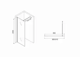 Душевая перегородка Abber Immer Offen 90 см, AG61091R8, профиль Черный, стекло Рифленное