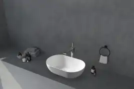 Раковина накладная ABBER STEIN 56х32х15,5 AS2611, овальная, белая матовая