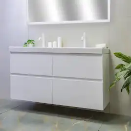 Тумба с раковиной AVS Гармония 120 двойная, белая, K821-07-1200WG-02-1210SP-WG