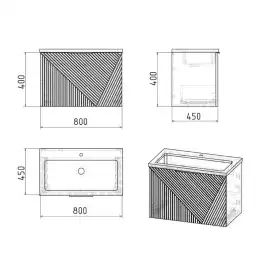 Тумба под раковину Grossman Блисс 80 подвесная, графит матовый (108048)