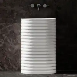 Раковина напольная ABBER STEIN 58х38х87 AS2550, овальная, белая матовая