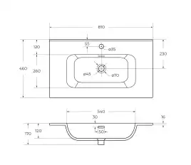 Керамическая раковина CEZARES CZR-8095-80
