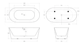 Акриловая ванна BELBAGNO 160х75 BB306-1585 овальная, отдельностоящая, Белая