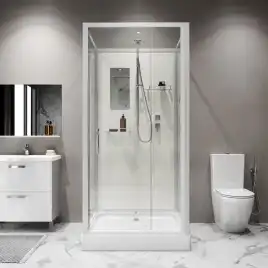 Душевая кабина Niagara Standart 80х80 ST80/15Q/BK низкий поддон, белый профиль, без крыши