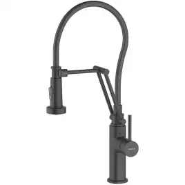 Смеситель для кухни Aquatek Европа AQ1388MB с выдвижной лейкой, Черный матовый