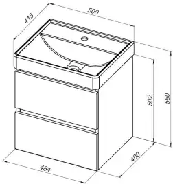 Тумба под раковину Aquanet Вега 2.0 50 черный, подвесная, 337952