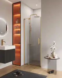 Душевая дверь в нишу CEZARES SLIDER-B-1-80/90-C-BORO стекло Прозрачное, профиль Брашированное золото
