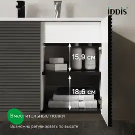 Тумба с раковиной IDDIS Bild 100, подвесная, Темно-серый, BIL10G0i95K