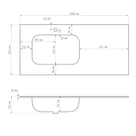 Раковина мебельная AVS Шарм 120x56 L белая/черная