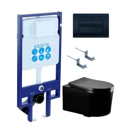 Унитаз с инсталляцией Aquatek Мия SET AQUATEK МИЯ-MB-049 4в1 с сиденьем Микролифт и черной клавишей смыва