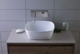 Раковина накладная Aquanet  TREND-1 40х40х14 квадратная, Белая глянцевая